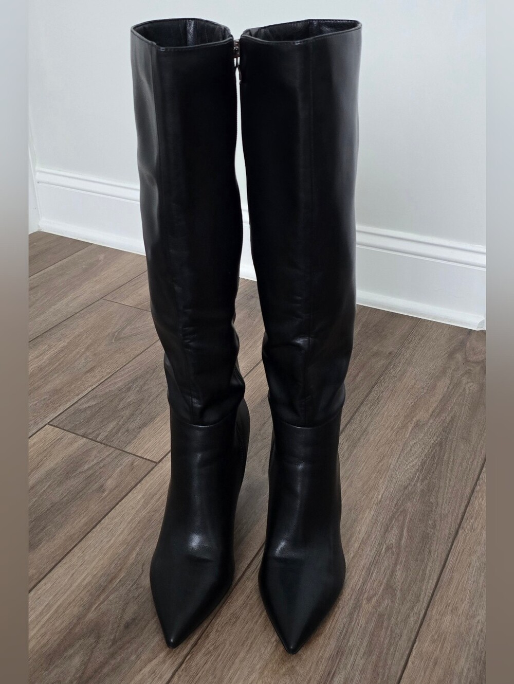 Classic Black Pointed-Toe Knee-High Boots